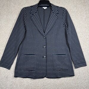 J Jill Blazer Jacket Striped‎ Knit Women's Medium Cotton Blend Career Casual
